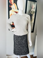 Banana Republic Italian Tweed Cotton Wool Pencil Skirt Black White