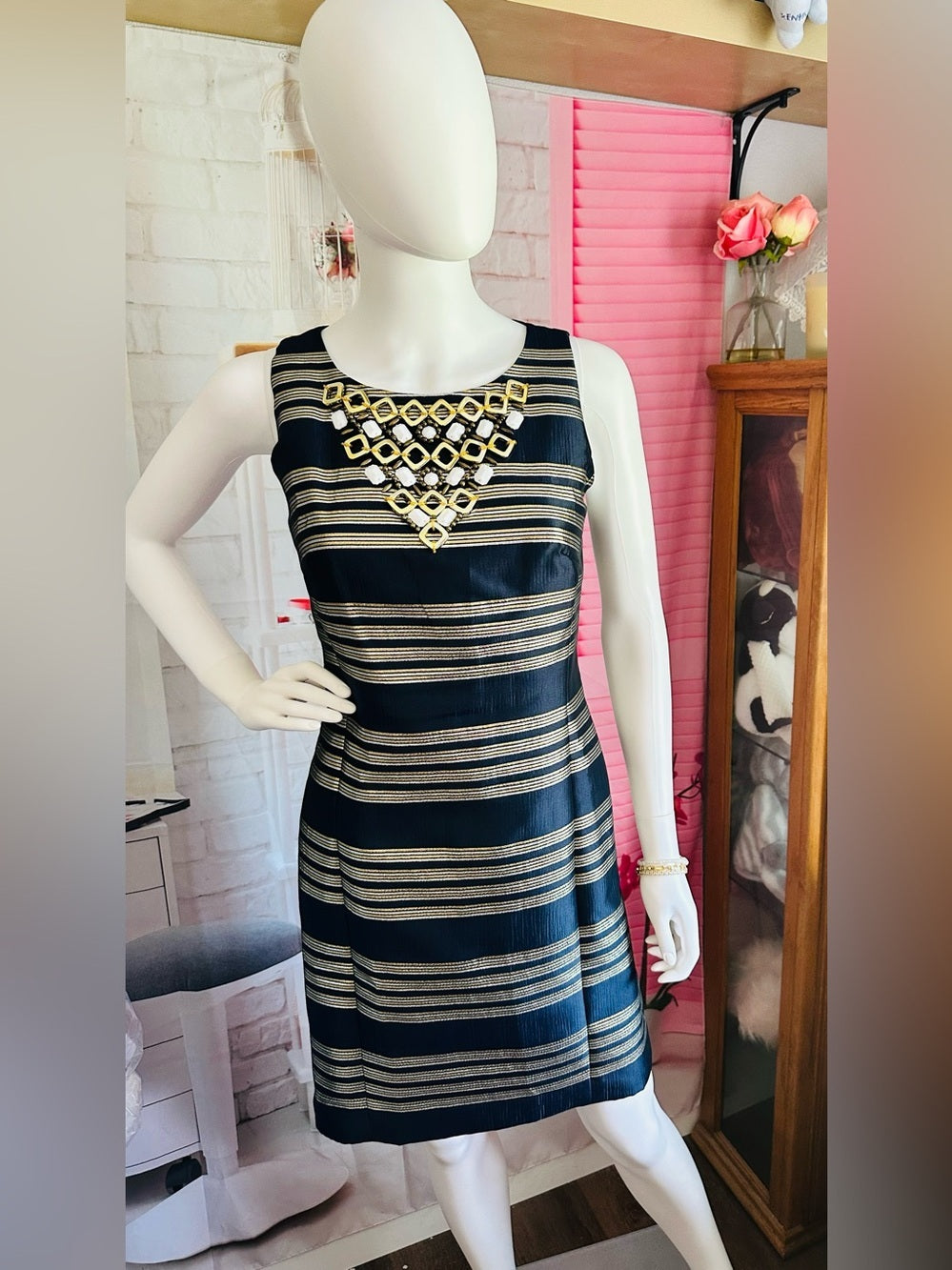 Lilly Pulitzer Virginia Jeweled Metallic Stripe Dress