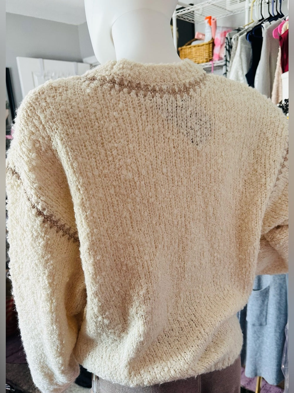 Z Supply Romnie Sweater Cream Textured Whipstitch Cozy Knit