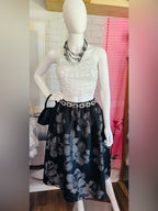 Forever 21 Black Mesh Floral Midi Skirt