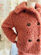 Topshop Blush Ami Borg Faux Fur Jacket