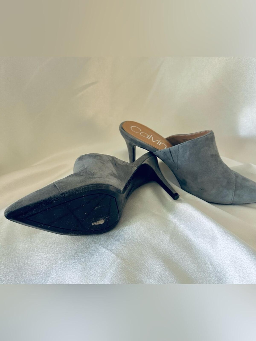 Calvin Klein Grecia Suede Mule Heels