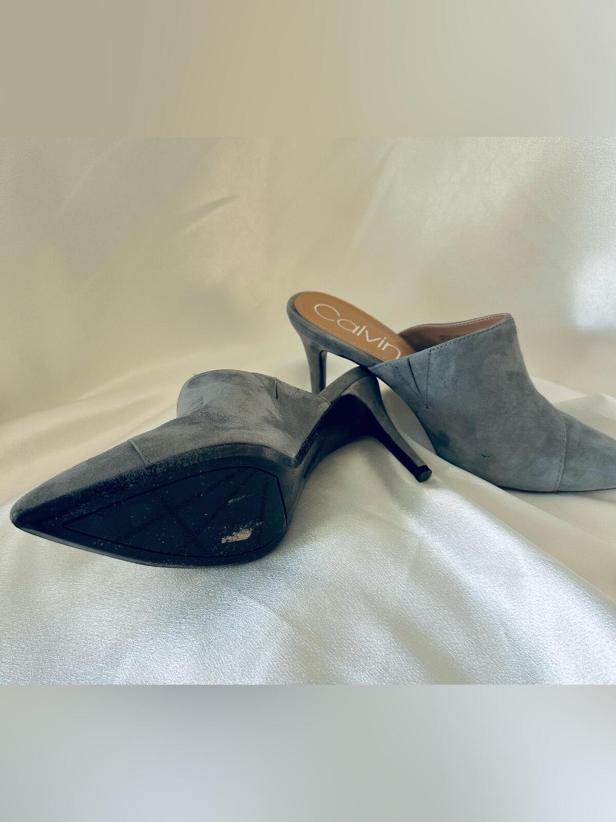Calvin Klein Grecia Suede Mule Heels