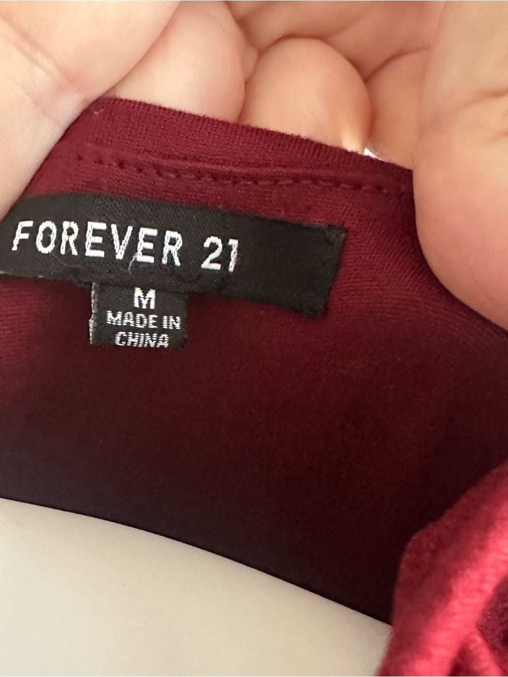 Forever 21 Long-Sleeve Burgundy Scoop Neck Bodysuit