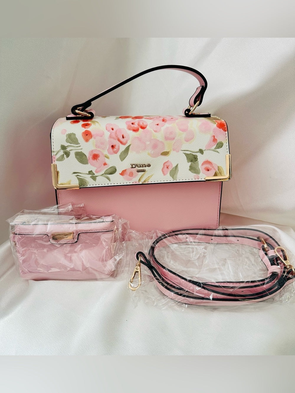 Dune London Floral Top Handle Crossbody Handbag w/ Matching Wallet