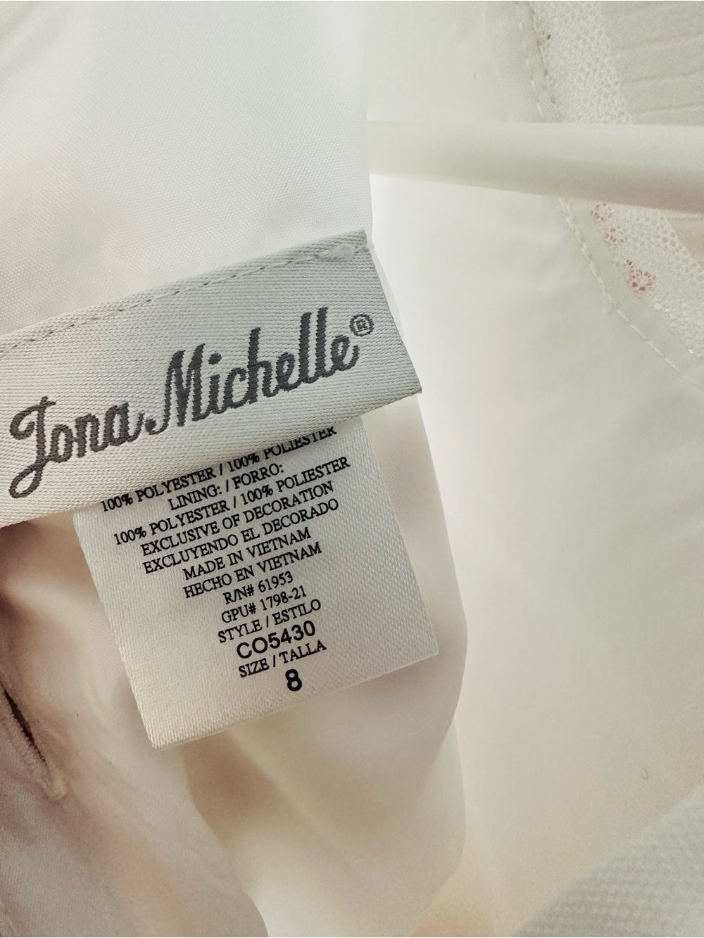 Jona Michelle Pink Sequin Bodice Ivory Tulle Dress with Bow