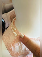 Pink Pleated Dress Rhinestones with Floral Lace Botice