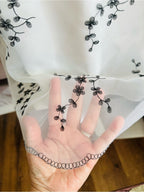 Jessica McClintock White Strapless Dress with Black Floral Embroidery