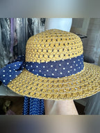 Blueberi Boulevard Girls Navy Polka Dot Dress & Matching Sun Hat Set
