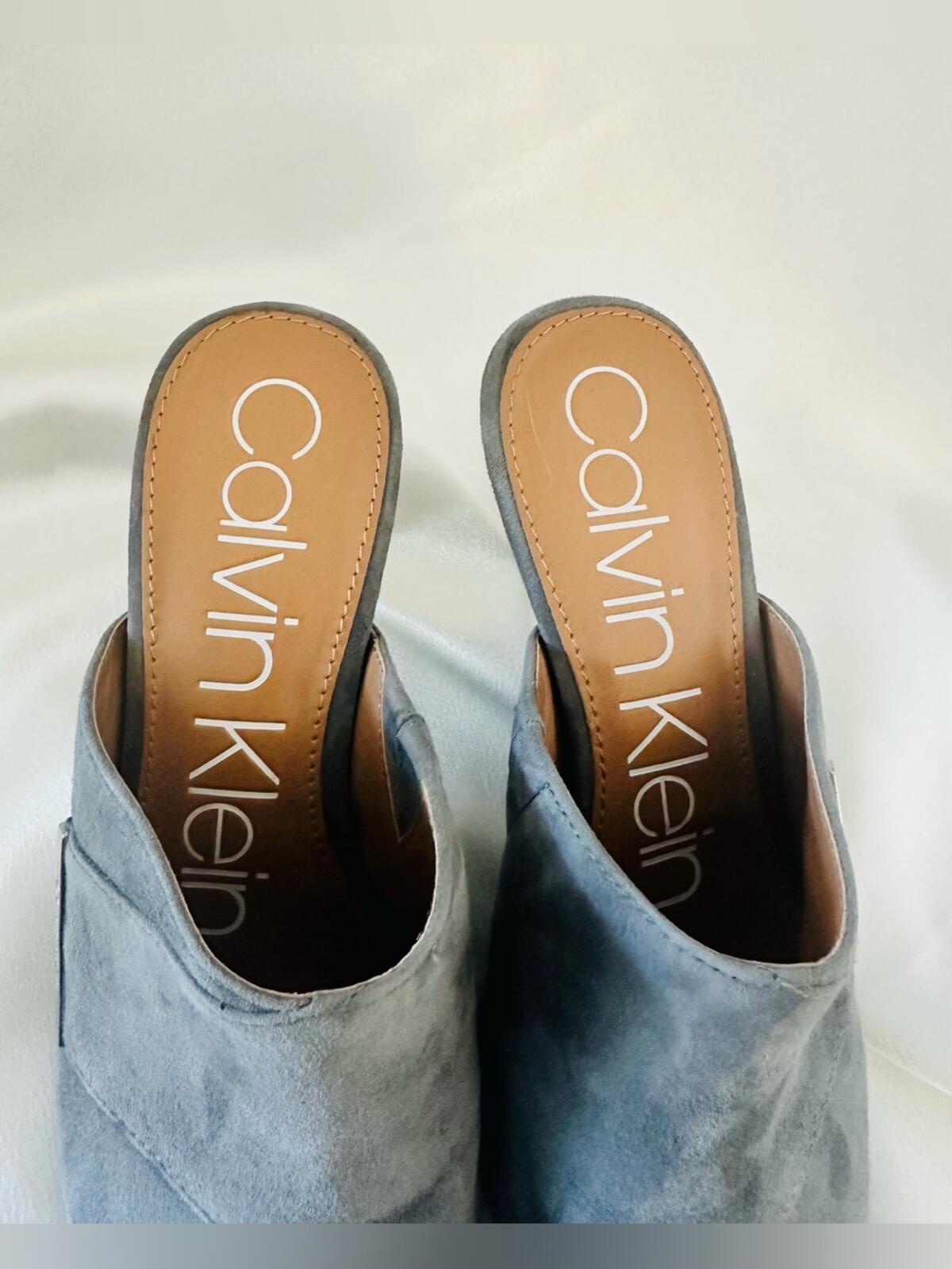 Calvin Klein Grecia Suede Mule Heels