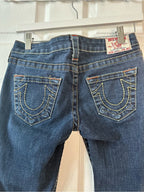 True Religion Johnny Straight Leg Jeans Dark Wash Low Rise Stretch