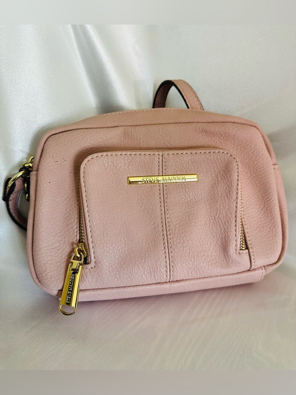 Steve Madden Blush Pink Pebbled Crossbody Bag Gold Hardware