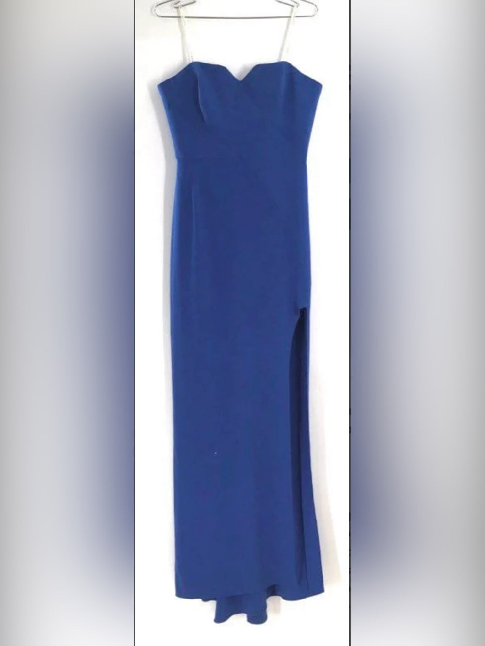 Halston Heritage Women's Lapis Blue Strapless Sweetheart Slit Maxi Dress