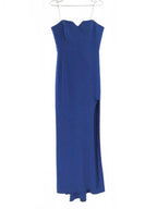 Halston Heritage Women's Lapis Blue Strapless Sweetheart Slit Maxi Dress