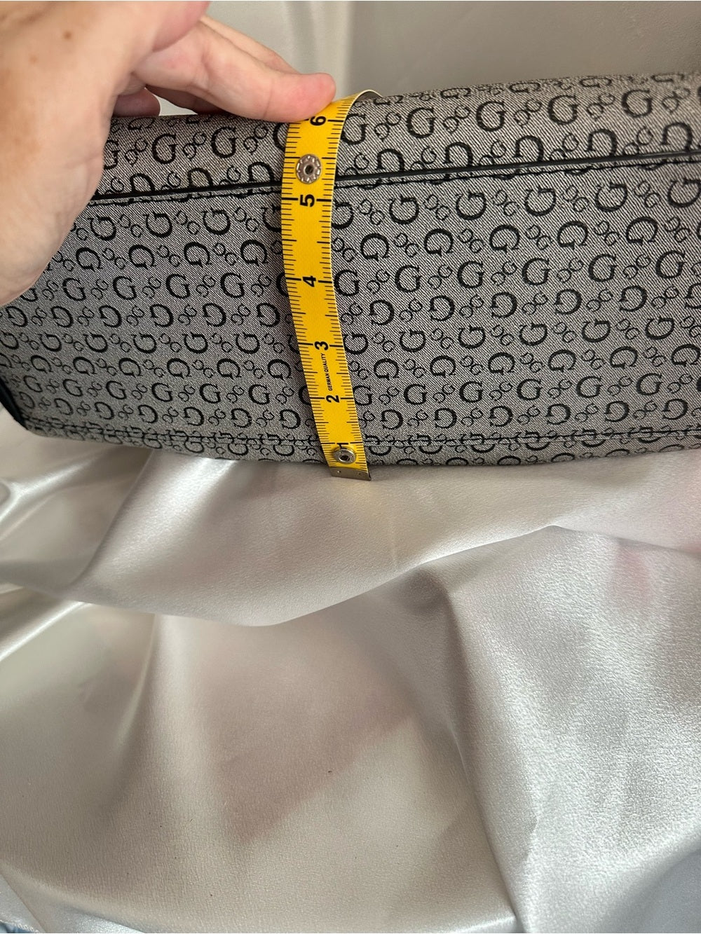 GUESS Los Angeles Black Gray G Logo Monogram Satchel Shoulder Bag