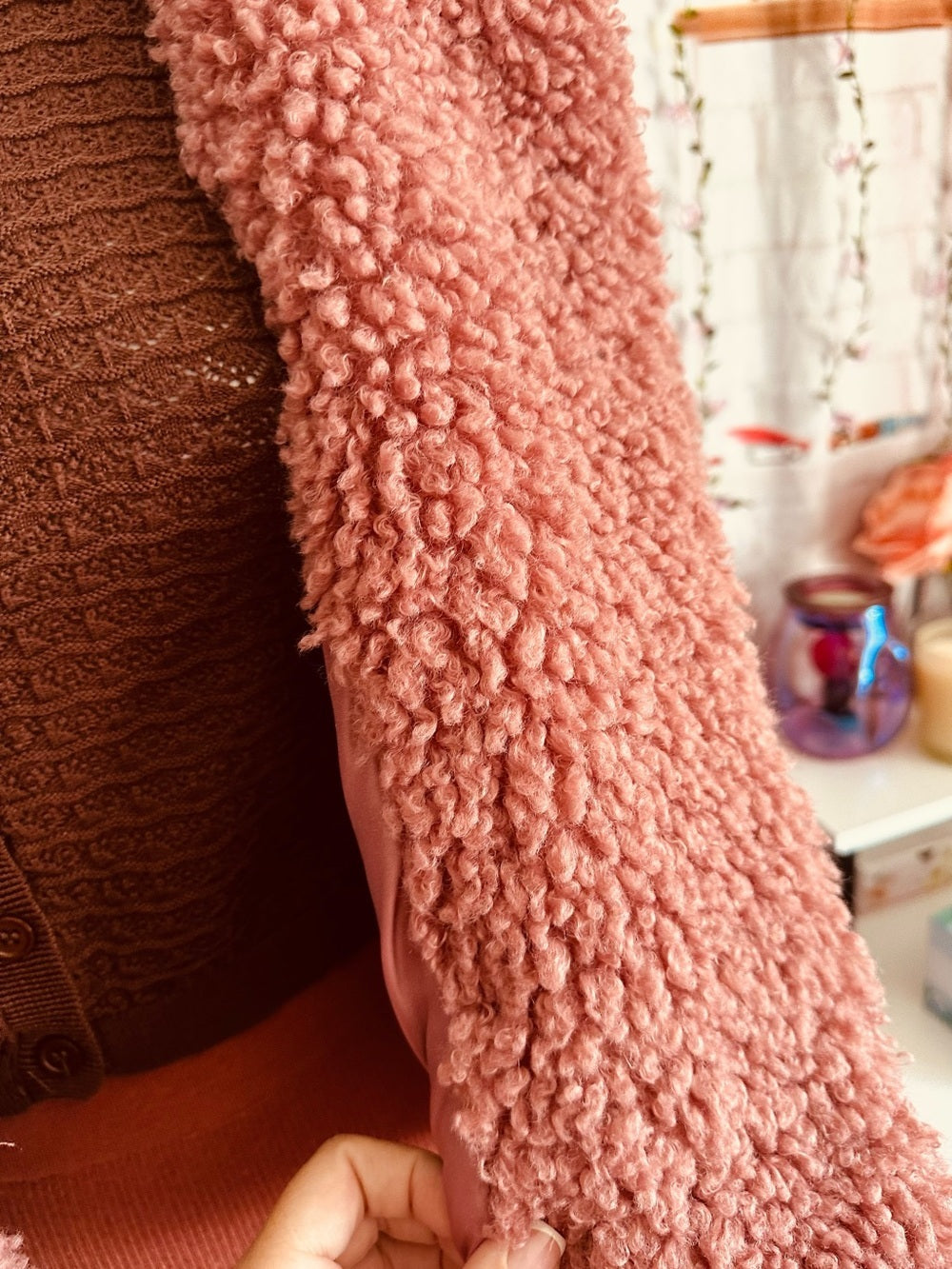 Topshop Blush Ami Borg Faux Fur Jacket
