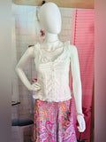 Brandy Melville White Ruffle Button-Front Tank Top