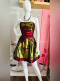 Jessica McClintock Olive & Burgundy Strapless Fit-and-Flare Party Dress