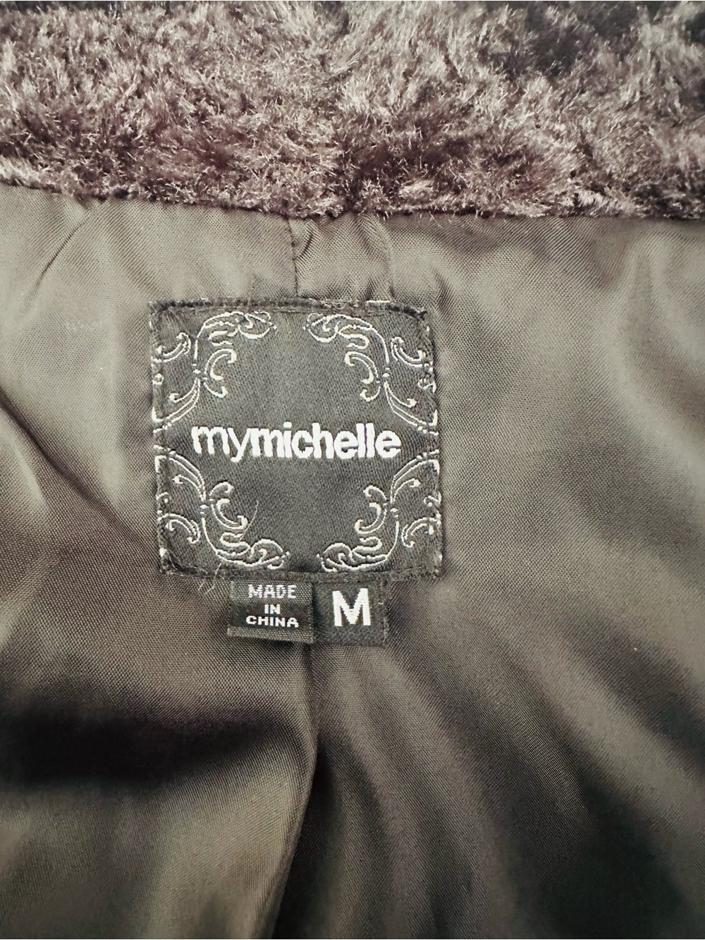 My Michelle Black Faux Fur Cropped Teddy Jacket