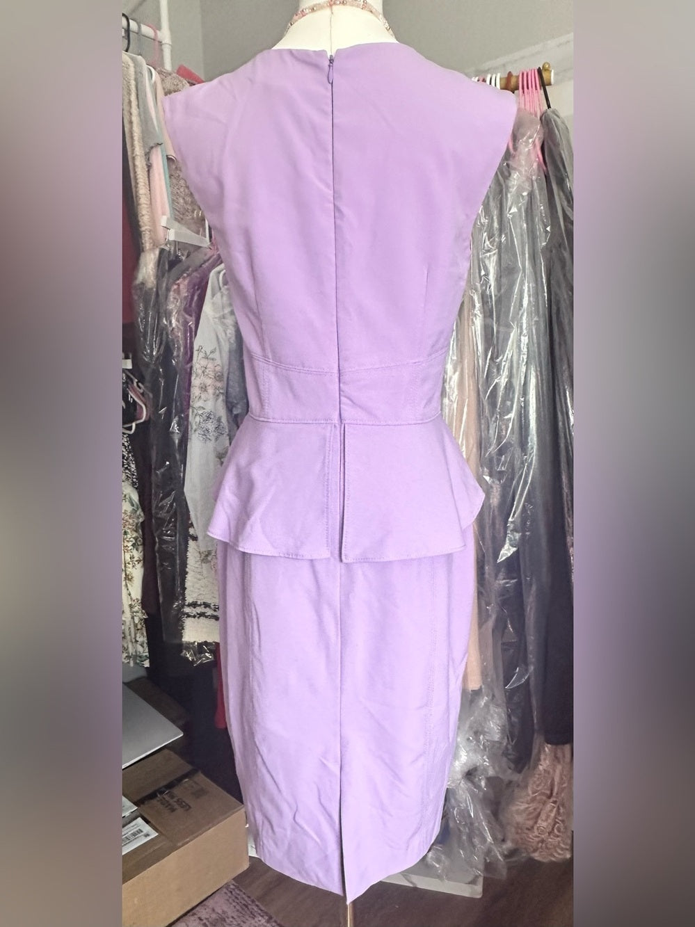 White House Black Market Lavender Peplum Sheath Dress