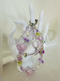 Pink Lavender Floral Beaded Purse Charm Bag Accessory