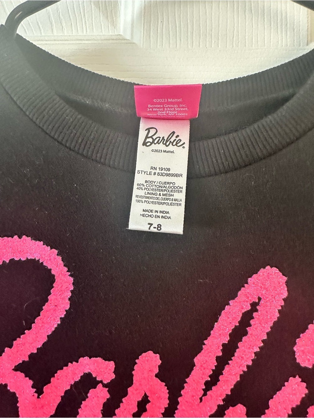 Barbie Black Sweatshirt Dress with Pink Logo and Pink Tulle Skirt