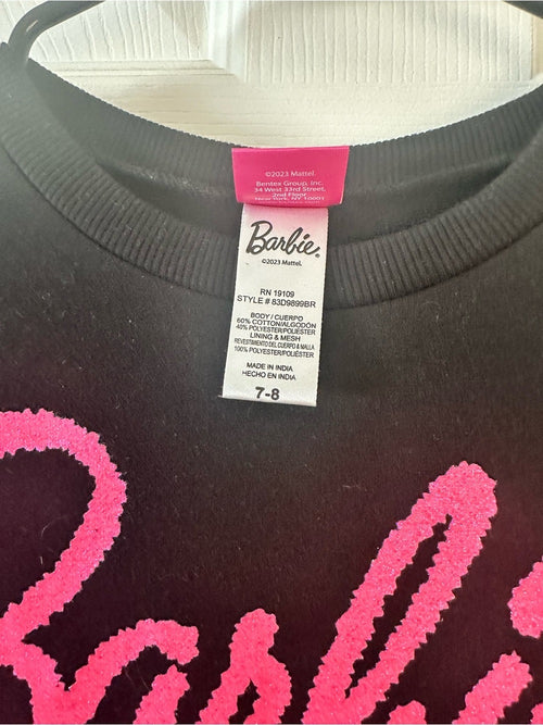 Barbie Black Sweatshirt Dress with Pink Logo and Pink Tulle Skirt