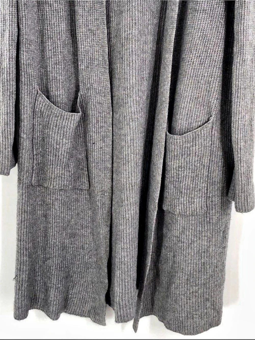 Cyrus Rib Knit Open Front Cardigan Gray