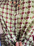 Mango Retro Green & Brown Geometric Mini Dress