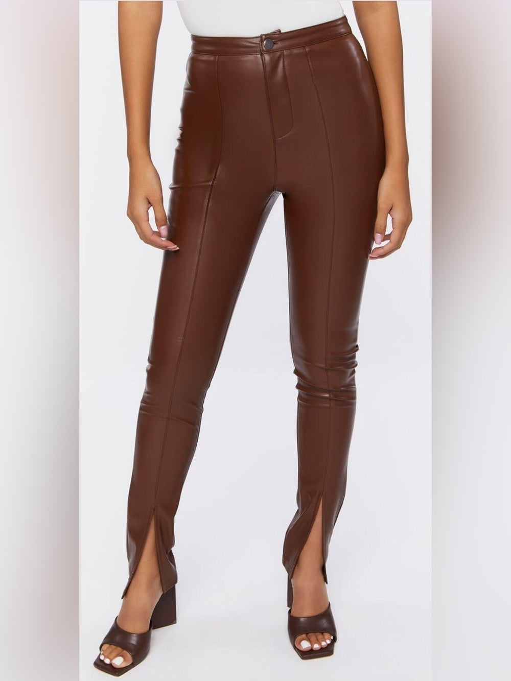 Forever 21 Faux Leather Split-Hem Pants