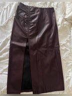 Topshop Side Ruched Faux Leather Midi Skirt