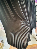 Forever 21 Black Faux Leather Plunge Pleated Mini Dress