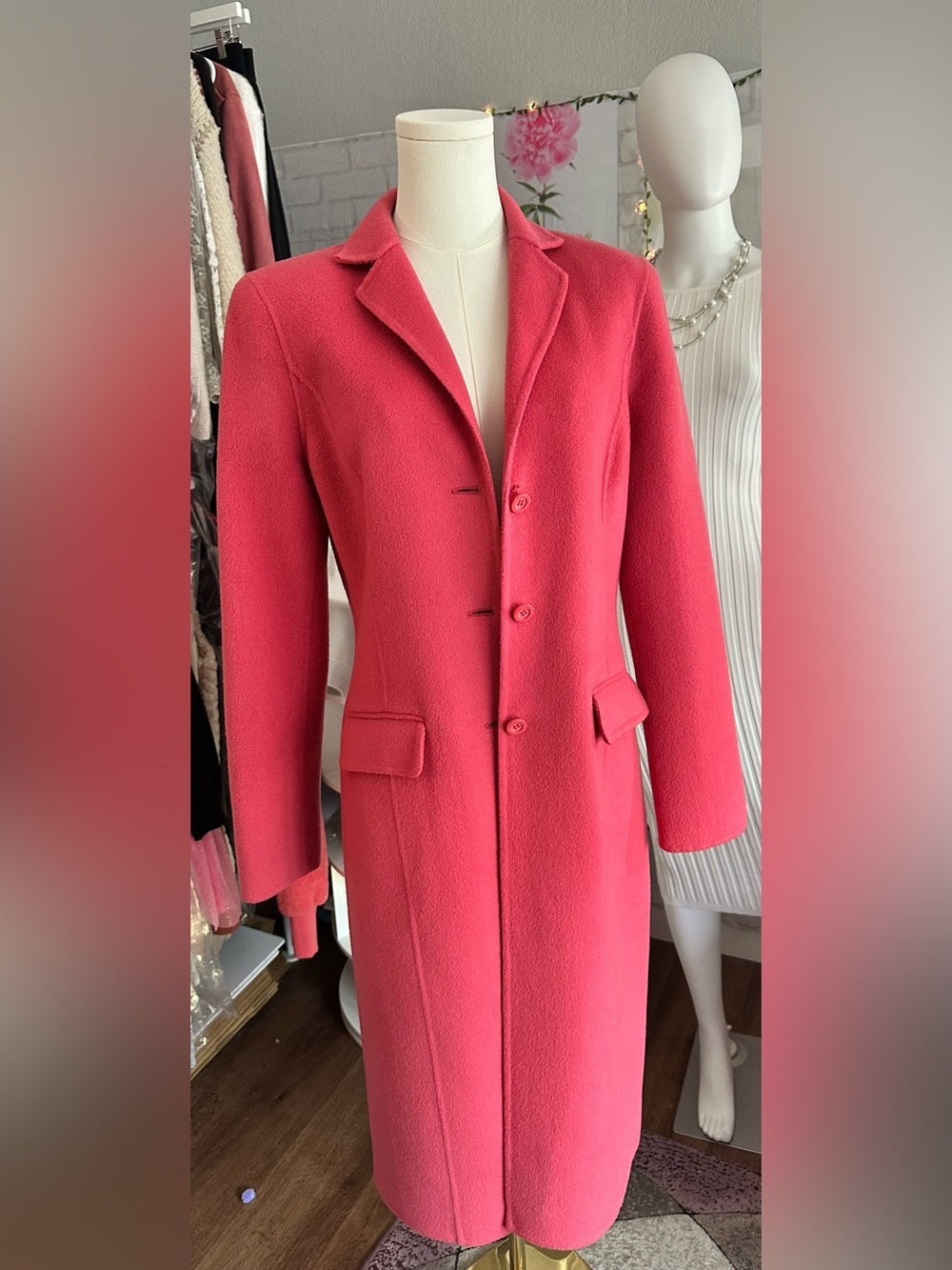 Vintage OSCAR Oscar de la Renta Pink Wool Blend Long Coat