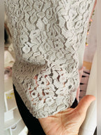 LOFT Petite Gray Floral Lace Sleeveless Tank Top