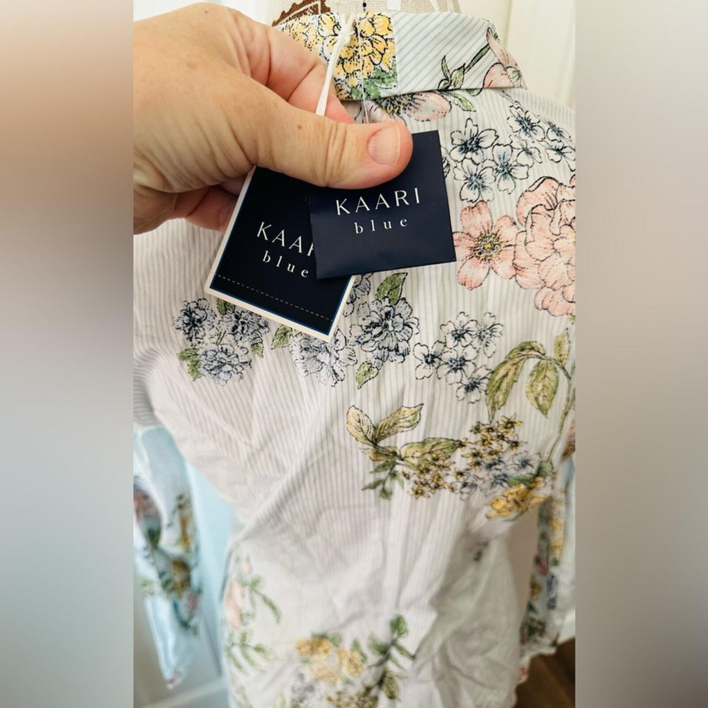 Kaari Blue Women’s Pinstriped Floral Shirt Dress