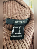 Forever 21 Brown Ribbed Turtleneck Bodycon Sweater Mini Dress