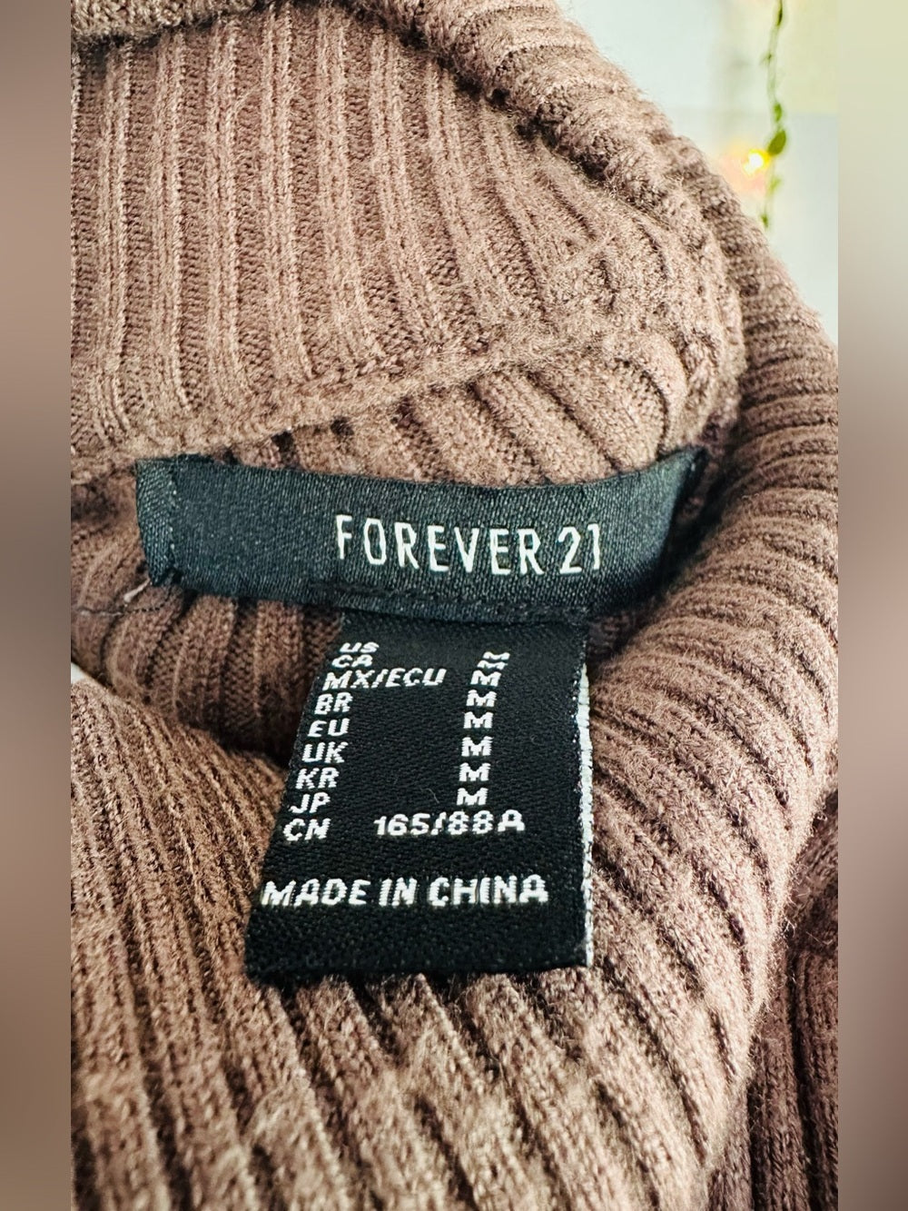 Forever 21 Brown Ribbed Turtleneck Bodycon Sweater Mini Dress