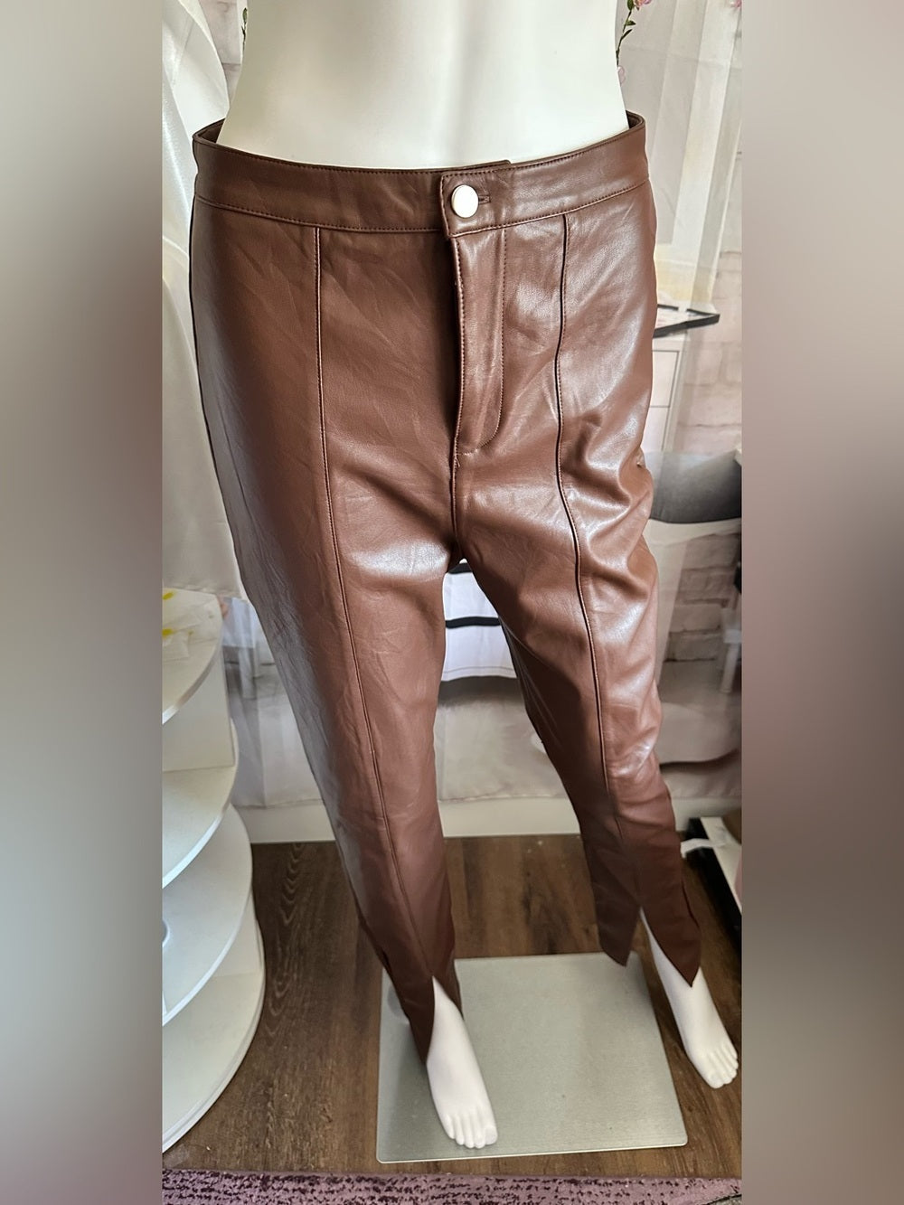 Forever 21 Faux Leather Split-Hem Pants