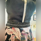 Chic Floral A-Line Party Dress in Black and Pink