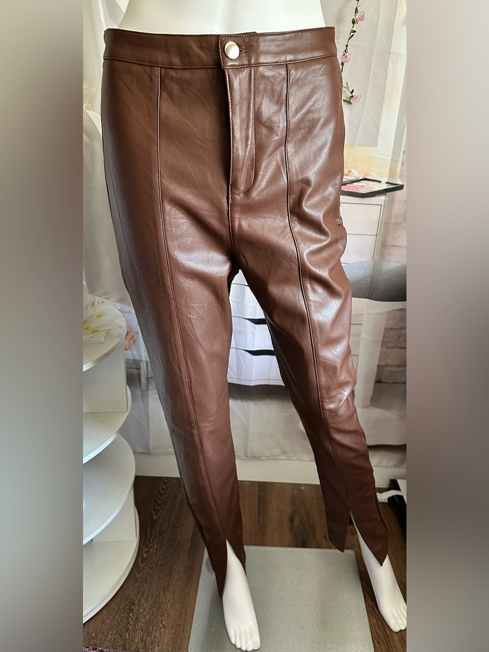 Forever 21 Faux Leather Split-Hem Pants