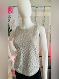 LOFT Petite Gray Floral Lace Sleeveless Tank Top
