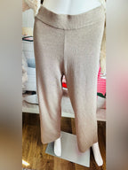 Cyrus Women's Wide Leg Knit Pants Buckskin Brown Heather Rayon Blend