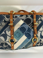 Rare Vintage Coach Signature Denim Patchwork Gallery Tote