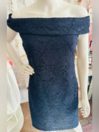 Lauren Ralph Lauren Navy Lace Off Shoulder Sheath Dress