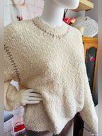 Z Supply Romnie Sweater Cream Textured Whipstitch Cozy Knit