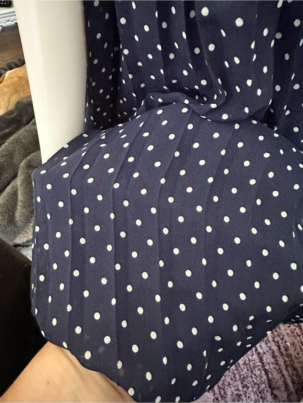 Blueberi Boulevard Girls Navy Polka Dot Dress & Matching Sun Hat Set