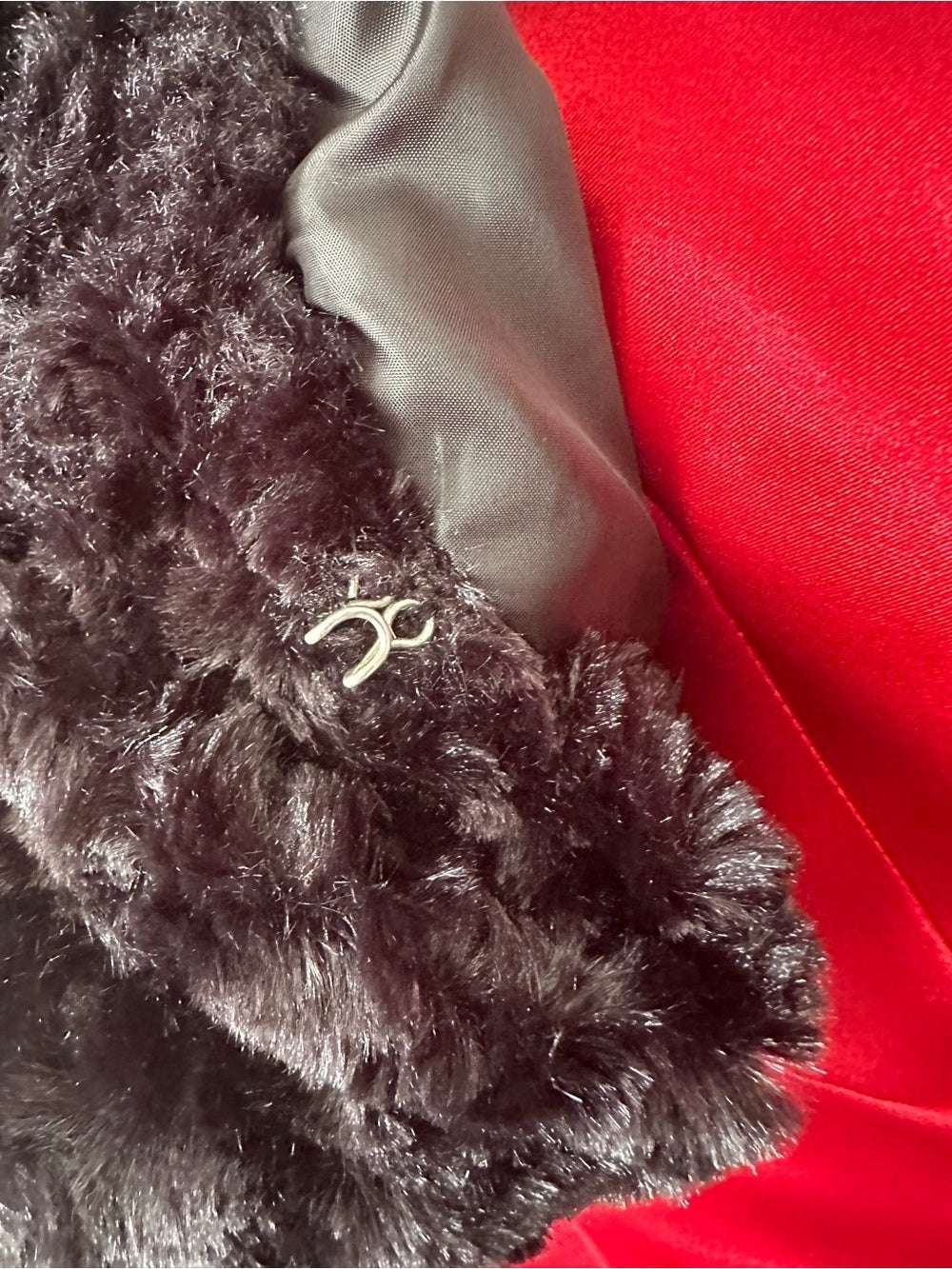 My Michelle Black Faux Fur Cropped Teddy Jacket