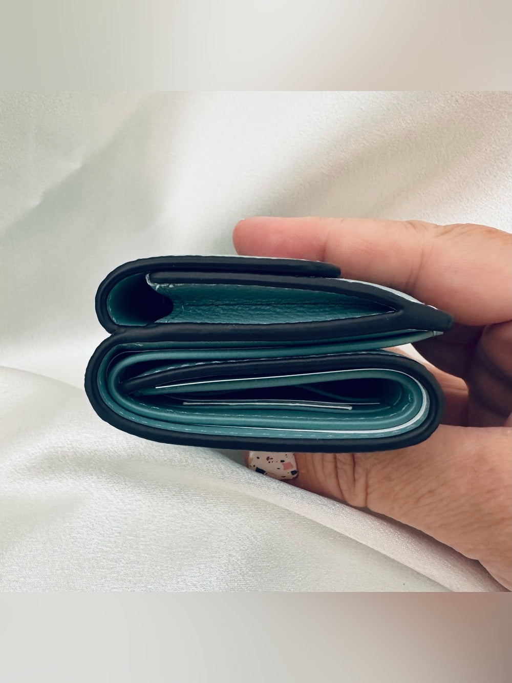 Coach Teal Pebble Leather Small Wallet with Silver 'C' Logo