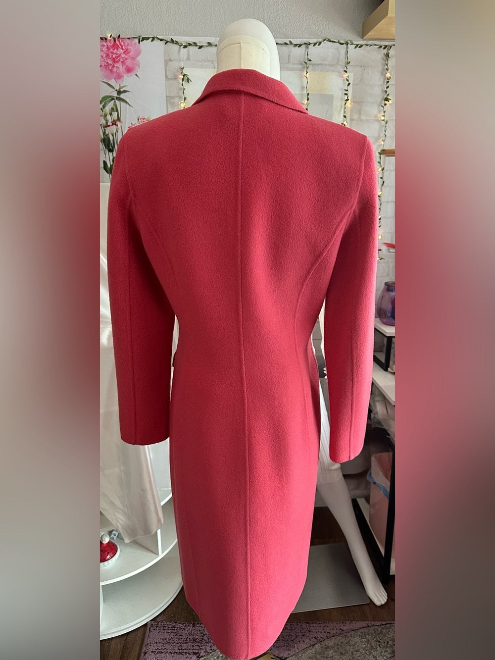 Vintage OSCAR Oscar de la Renta Pink Wool Blend Long Coat