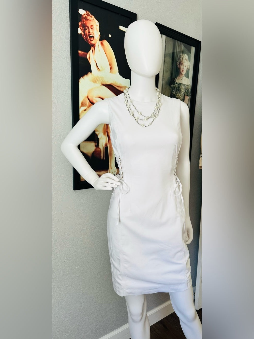 Calvin Klein White Lace-Up Side Sheath Dress